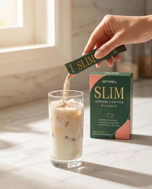 Sachet poured into iced coffee